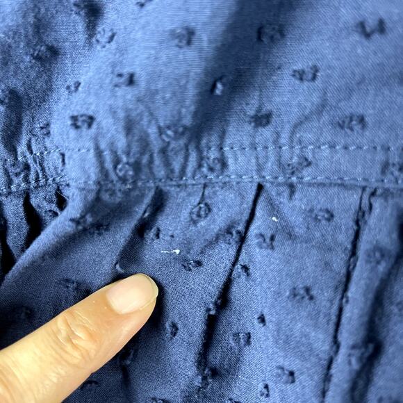 Pomander Place Tuckernuck Scarlett Top Womens Large Blue Swiss Dot Button Down - Picture 16 of 16